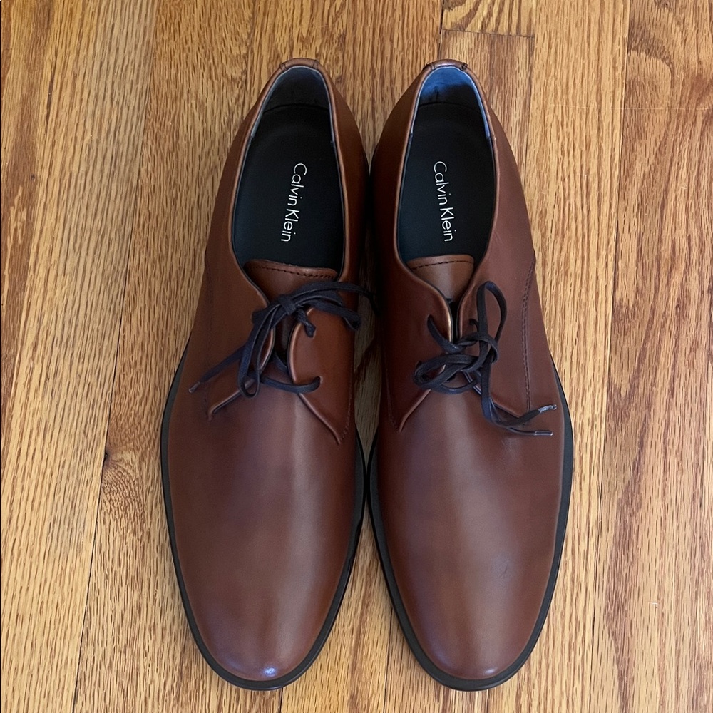 Calvin Klein Men's Tan Brown Leather Oxfords